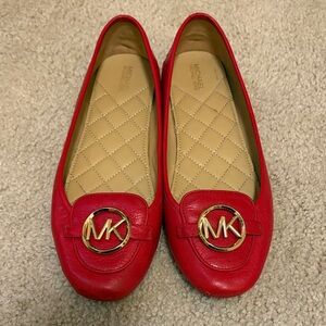 Michael Kors “Lillie Moc” Red Leather Flats